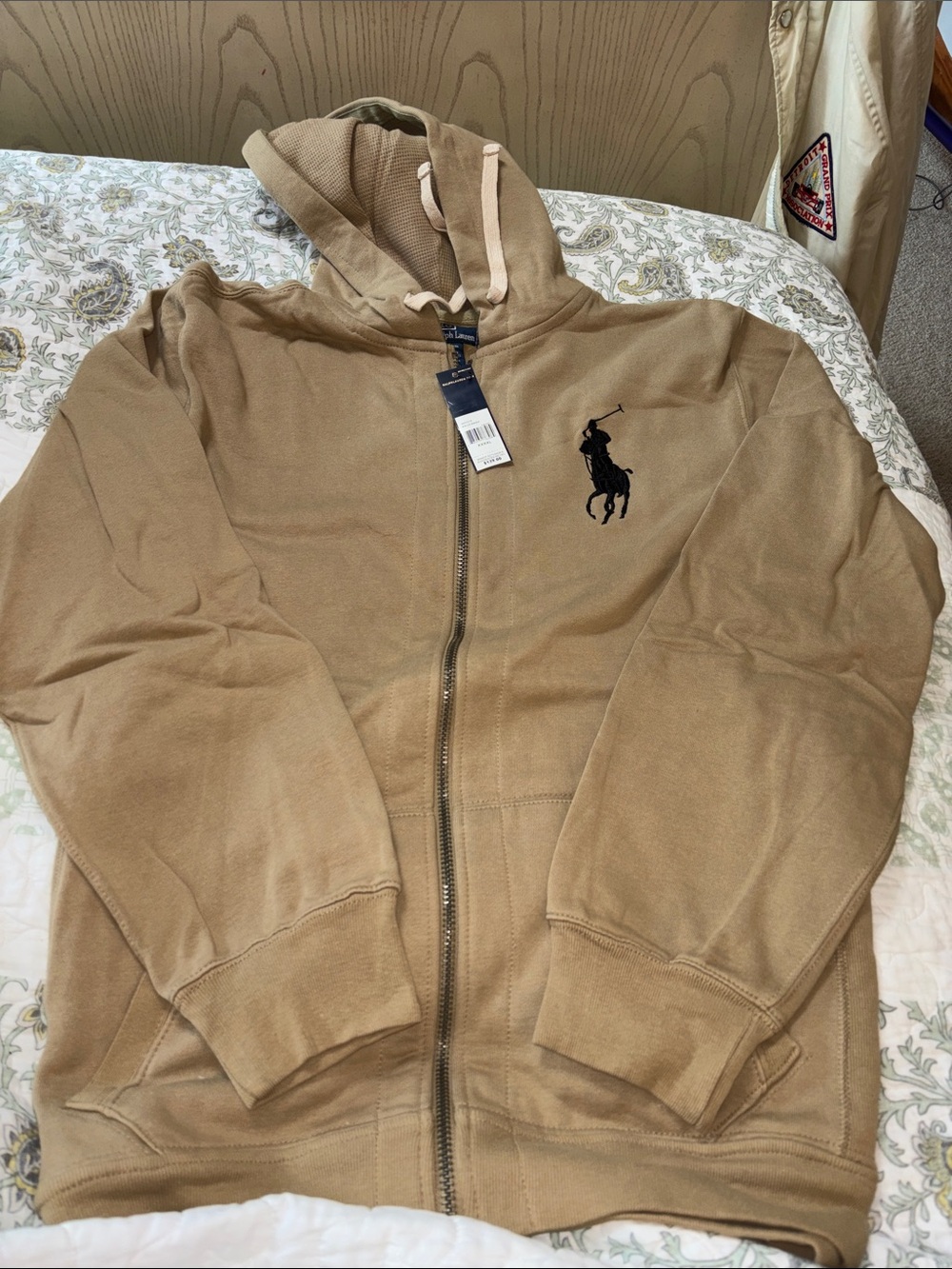 Polo Ralph Lauren Big Pony Zip Hoodie 4xl  NWT Tan Black Authentic Navy Pony Log